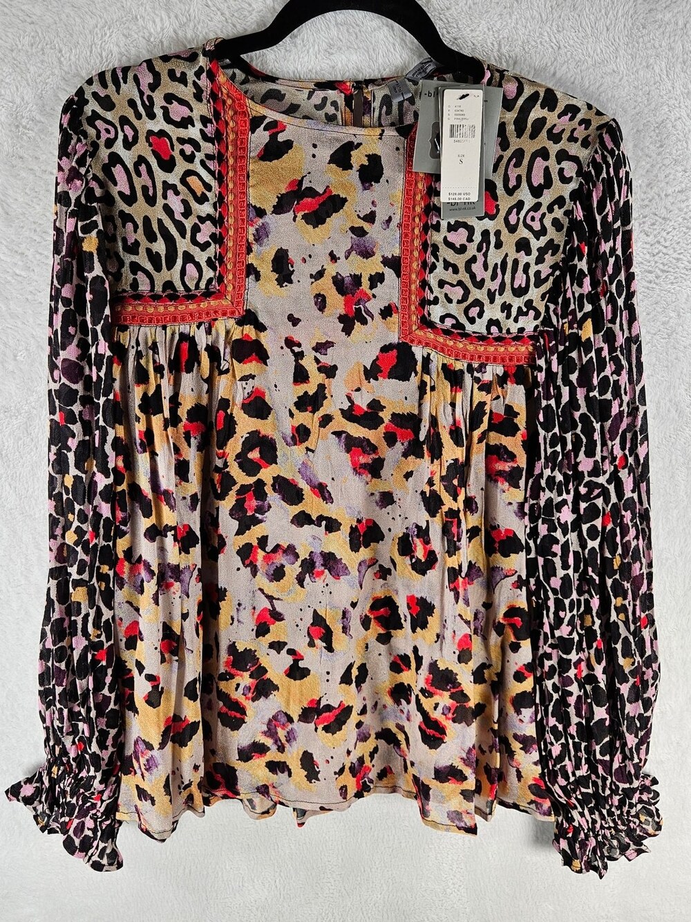 Blank London Blouse Pink Leopard Print Boho Women's Size Small